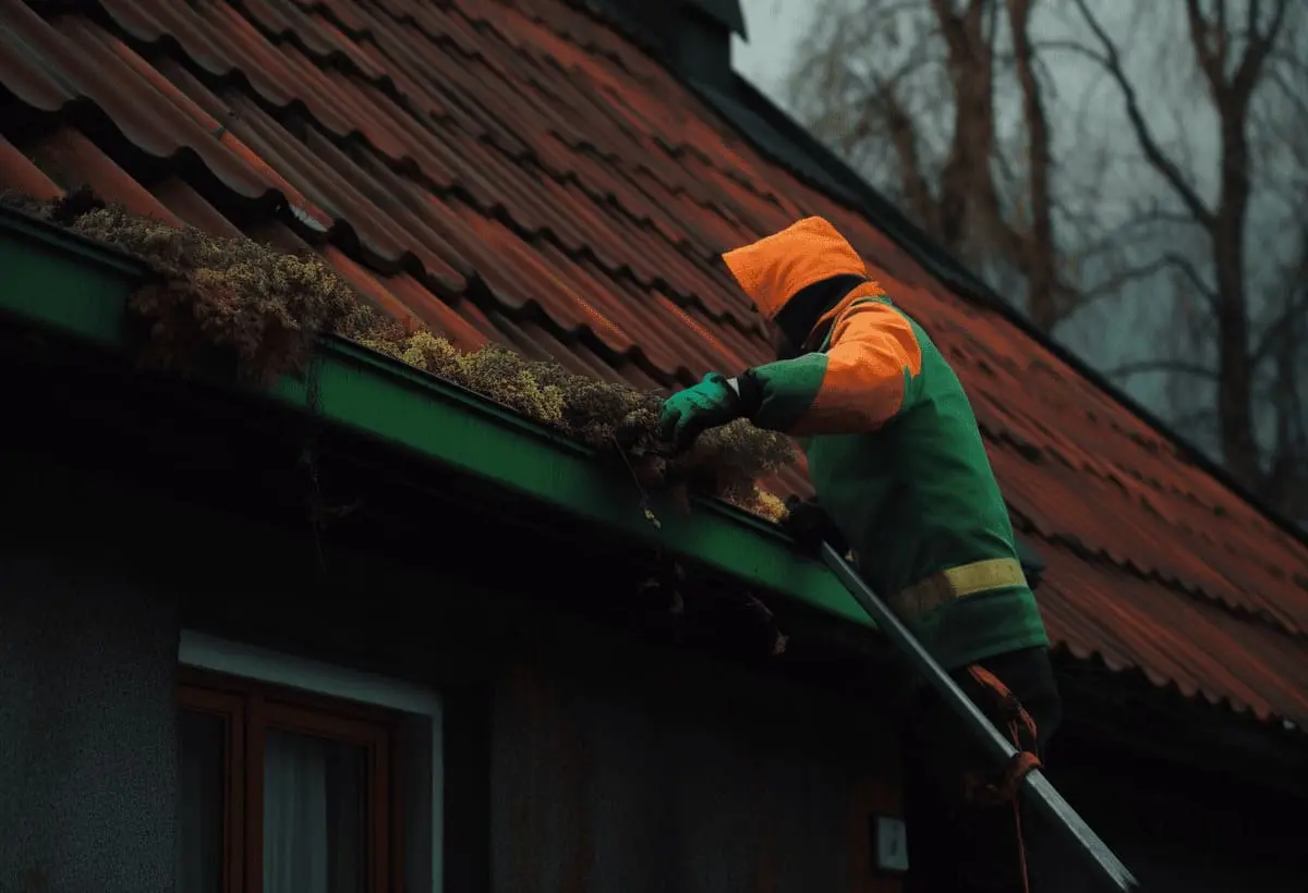 nettoyage mousse toiture echelle